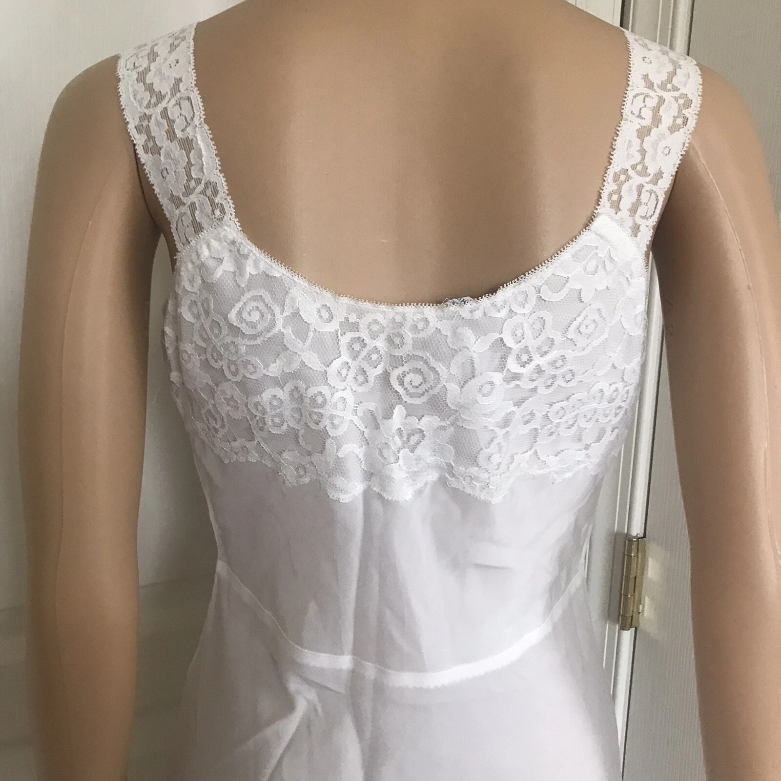 OFF WHITE Abito da notte vintage anni 60 pizzo Lady Lynne slip dress bianco sporco avorio MIDI taglia S