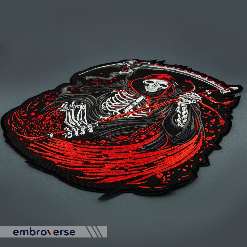 Grim Reaper Biker Back Patch - Large Embroidered Death Soul Symbol for ...