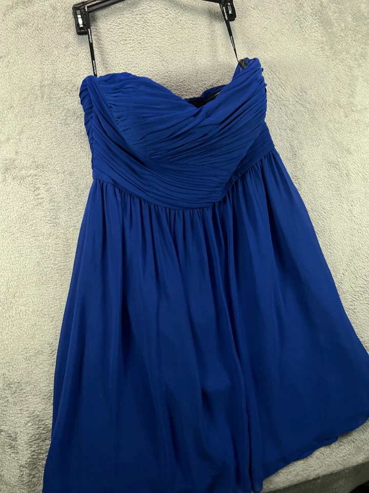 Nuevo con etiquetas Vestido Formal Donna Morgan Vestido Sin Tirantes Para Mujer 12 Azul Real Gasa Foto 2 de 4