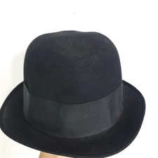 Vintage Royal Stetson Hat Union Made Bowler 50s 60s Rounded Top Fedora Black