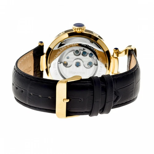 Heritor Automatic Ganzi Semi-Skeleton Leather-Band Watch - Gold/Silver