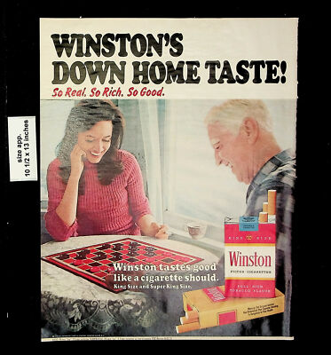 checkers cigarettes 1972 Winston Cigarettes Tobaccos Checkers Game Woman Vintage Print Ad 23750