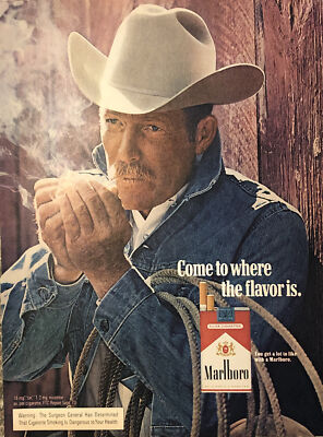 1974 Marlboro Man Darrell Winfield PRINT AD Cowboy Lights