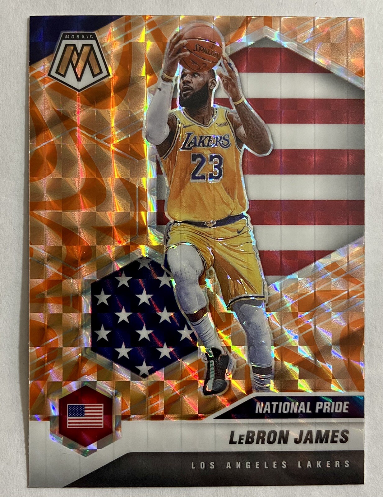 25シリ lebron james mosaic orange fluorescent ssp panini prizm