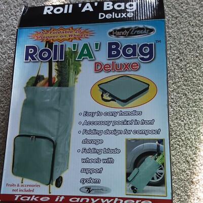 Handy Trends Roll 'A' Bag Deluxe 28'' Foldable Shopper Tote On Wheels NEW In box.