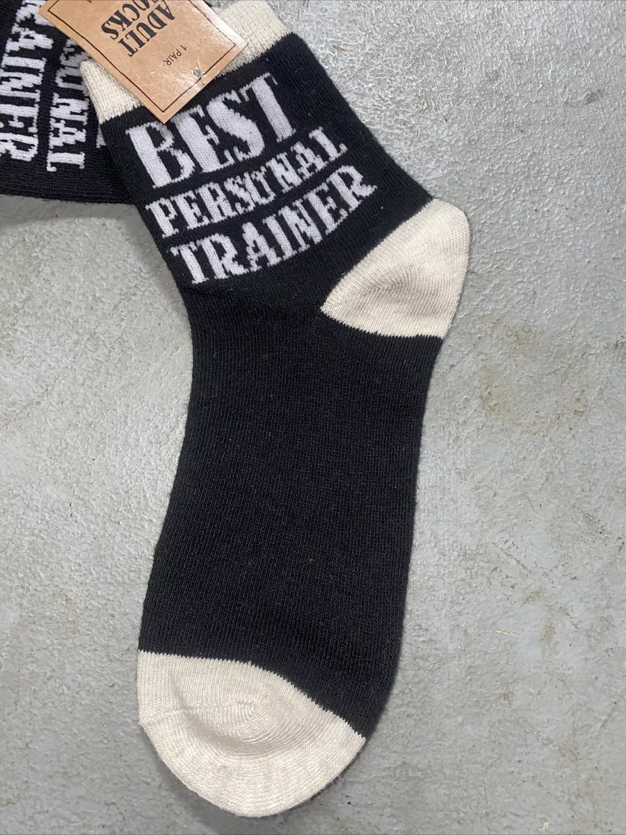 Best Personal Trainer socks women s size 9 11 adult socks Black And White gift