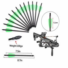 12Pcs 7.5"/15" Carbon Crossbow Arrow Bolts Arrows 2" Green Vanes Archery Hunting