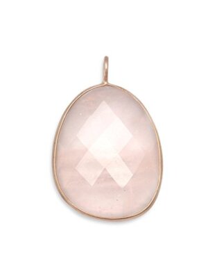 Rose Quartz Freeform Shape Rose Gold-plated Sterling Silver, Pendant Only 