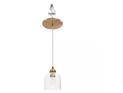 Worth Home Instant Pendant 1-Light Satin Brass Recessed Conversion Kit Clear ...