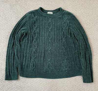 Classic Elements Womens SZ Medium 10-12 Green Sweater Cable Knit Pullover