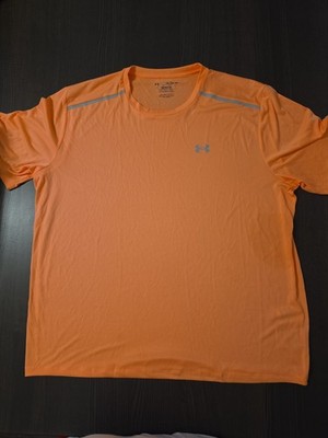 Under Armour Tech Tee Loose Neon Peach Lightweight  Reflective Stripes 2XL