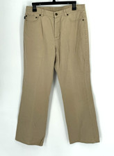 VTG Lauren Ralph Lauren Pants Women Size 12 Tan Straight Leg Jeans Stretch Khaki