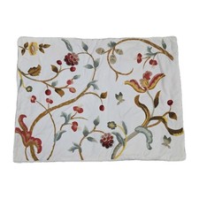 Pottery Barn Crewel Embroidered Floral Pillow Sham Covers 18 X 24" Pillowcase