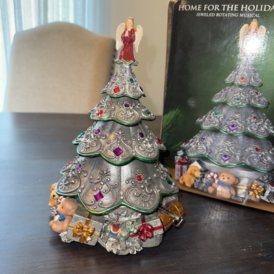 Jeweled Rotating Musical Christmas Tree Plays O Tannenbaum VTG 1999 EUC