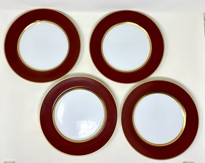 FITZ & FLOYD RENAISSANCE PATTERN CINNABAR DINNER PLATES SET OF 4 - 10.25 Inches