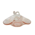 FENTON PINK GLASS 6 3/8" DOLPHIN HANDLED BON BON CANDY DISH w/ FLOWER ETCHING