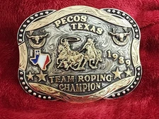 Rodeo☆1989☆X~Treme Team Roping Champion Trophy Buckle☆Pecos Texas☆Rare☆W89