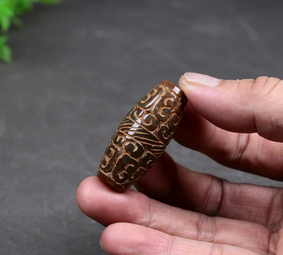 Cuentas antiguas de talismán de jade hetiano tibetano del Himalaya Foto 4 de 4