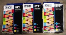 Genuine Lot of 3 Epson 812 T812520-S CMY Ink Cartridges EXP Nov 2027