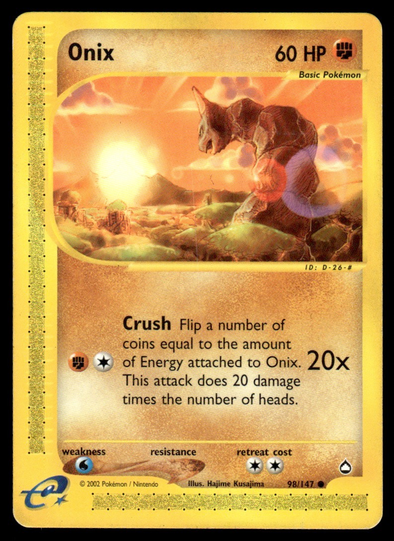 2003 Pokemon E-Card - Aquapolis Onix #98 Heavy Play