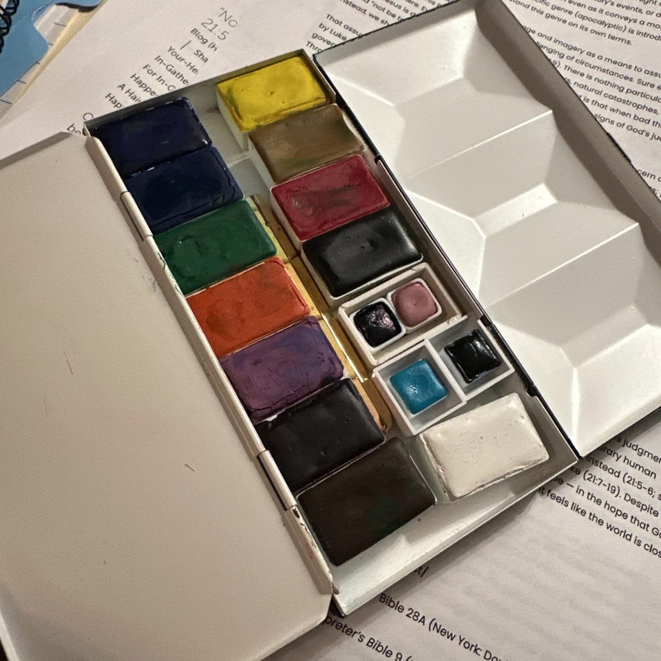Paleta de acuarela Pfeiffer Art Supply, usada una vez, reducción de tamaño, excelentes pinturas Foto 4 de 4