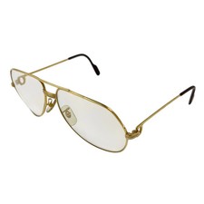 CARTIER Aviator Pilot Sunglasses Eyeglasses Frame Gold Metal 59-14 Authentic