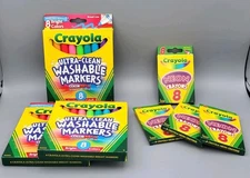 Mixed Lot of Crayola Ultra-Clean Washable Markers 8 Count & Neon Crayons 8 Count