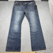 NWT True Religion Mens 36 Joey Super T Flap Twisted Seam Flare Jeans $239