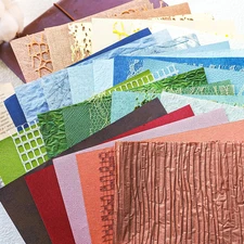 30 Sheets Christmas Handmade Textured Scrapbook Paper&Mesh Fabric Set - Unique C