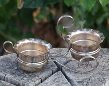 VINTAGE Sugar Bowl & Creamer On Stand Set Celtic Made in England 1950's
