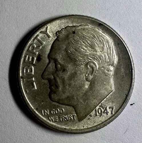 1947 10C Roosevelt Dime, Silver, UNC