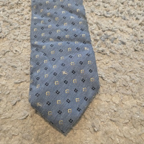 Burberry London Mens Silk Blend Tie Gray With Print - Picture 2 of 6