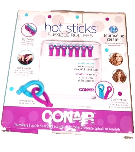 Conair Hot Sticks Flexible Rollers Tourmaline Ceramic Hair Curlers 14 Rollers - Image 2 of 4