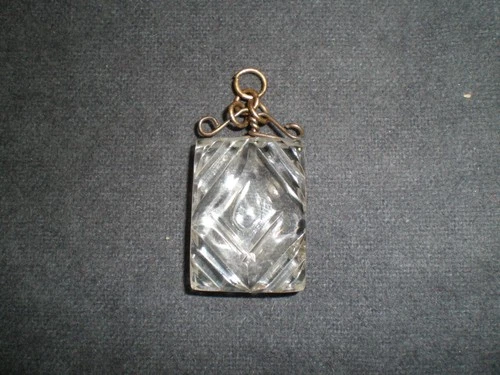 STEUBEN GLASS Clear Rectangle Teardrop Pendant or Charm - Good Condition