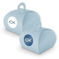 Itenga Set Fisch Blau Weiß M31 24X Geschenkbox Mit Griff Hellblau Und Sticker