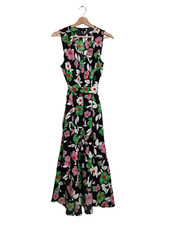 Who What Wear Women’s M Floral Wrap Midi Dress Sleeveless V-Neck Ruffle Hem