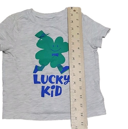 Old Navy Toddler 2T Shamrock T Shirt St Pattys Lucky Kid Gray Short Sleeve - Picture 6 of 10