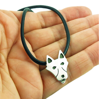 Wolf Tier 925 Sterling Silber Leder Halsreif Halskette