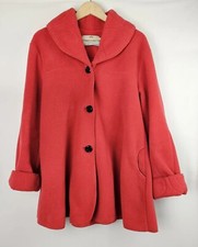 Janska Womens Fleece Jacket Coat Shawl Collar Button Front Red Size Small