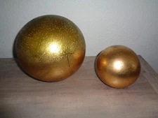 2 JARU Metallic Gold Balls Mantel Decor Sphere Sculpture