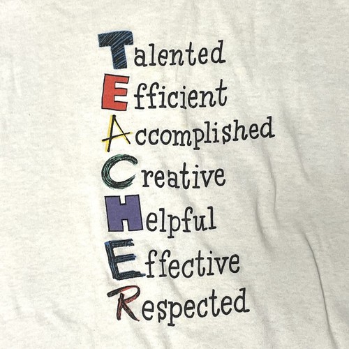Vtg 80's Stedman Hallmark Shoebox Greetings Teacher Instructor 50/50 T Shirt L - Picture 4 of 4