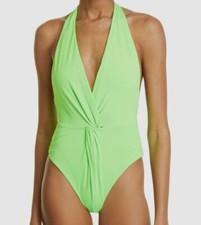  300 Mara Hoffman Women's Green Gabriela Gathered One-Piece Swimsuit Size Medium