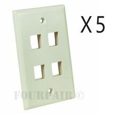 5 Pack Lot Keystone 4 Hole Port Jack Network Wall Face Plate CAT5e CAT6 Almond