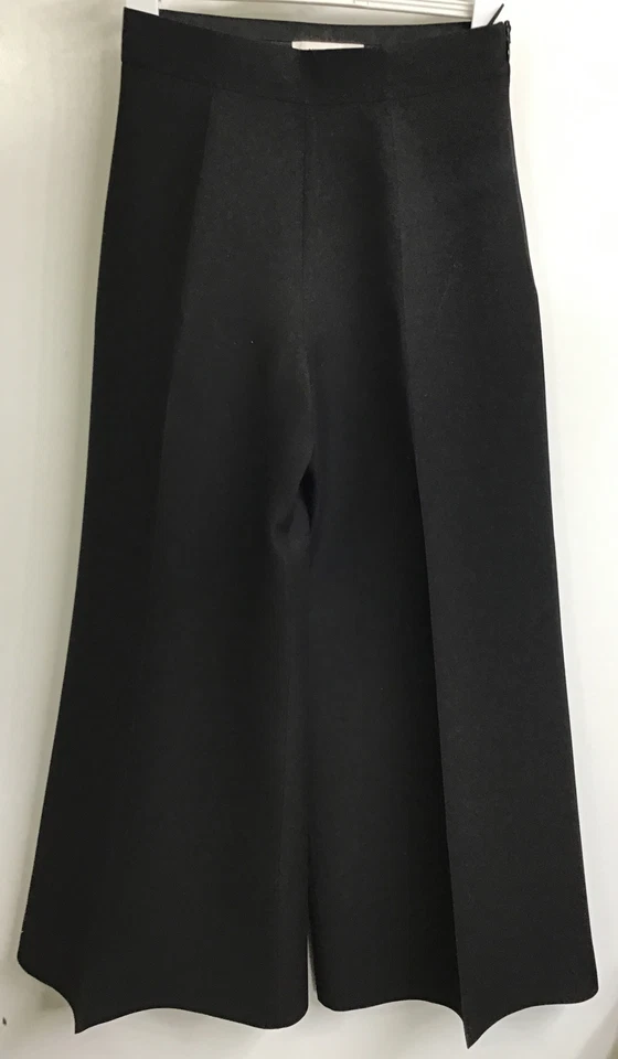 Valentino Flare Wide Leg Crop Pants Black High-Rise Wool/silk Size 4