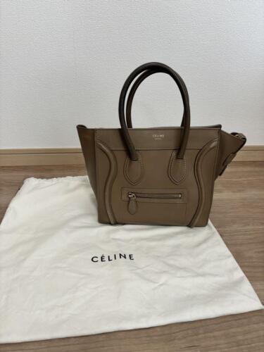 Celine Luggage Micro Shopper Handtasche dunkelmarine beige Leder Damen authentisch