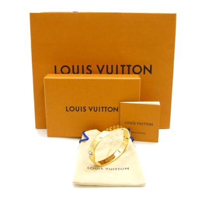 Authentic LOUIS VUITTON Manchette Nanogram Cuff Bracelet Gold 