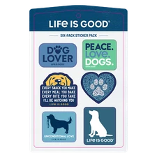Life is Good. Six-Pack Stickers, Dog Pack