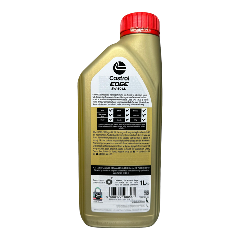 Kit Manutenzione Completo 7 Litri – Olio Motore Castrol EDGE 5W-30 LL + Filtri MANN (Aria, Olio, Abitacolo) Per Auto Premium