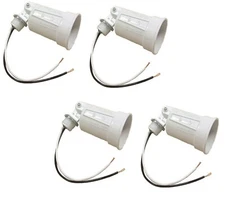 4Pcs Porcelain 120V 75-150V Bell Lampholders White HUBBEL 5606-1  