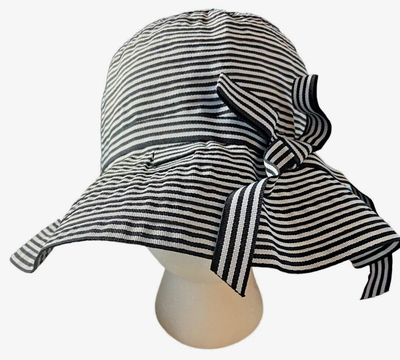 MAGID HATS BLACK-GRAY STRIPED BUCKET HAT, BOW, PACKABLE  display picture 3